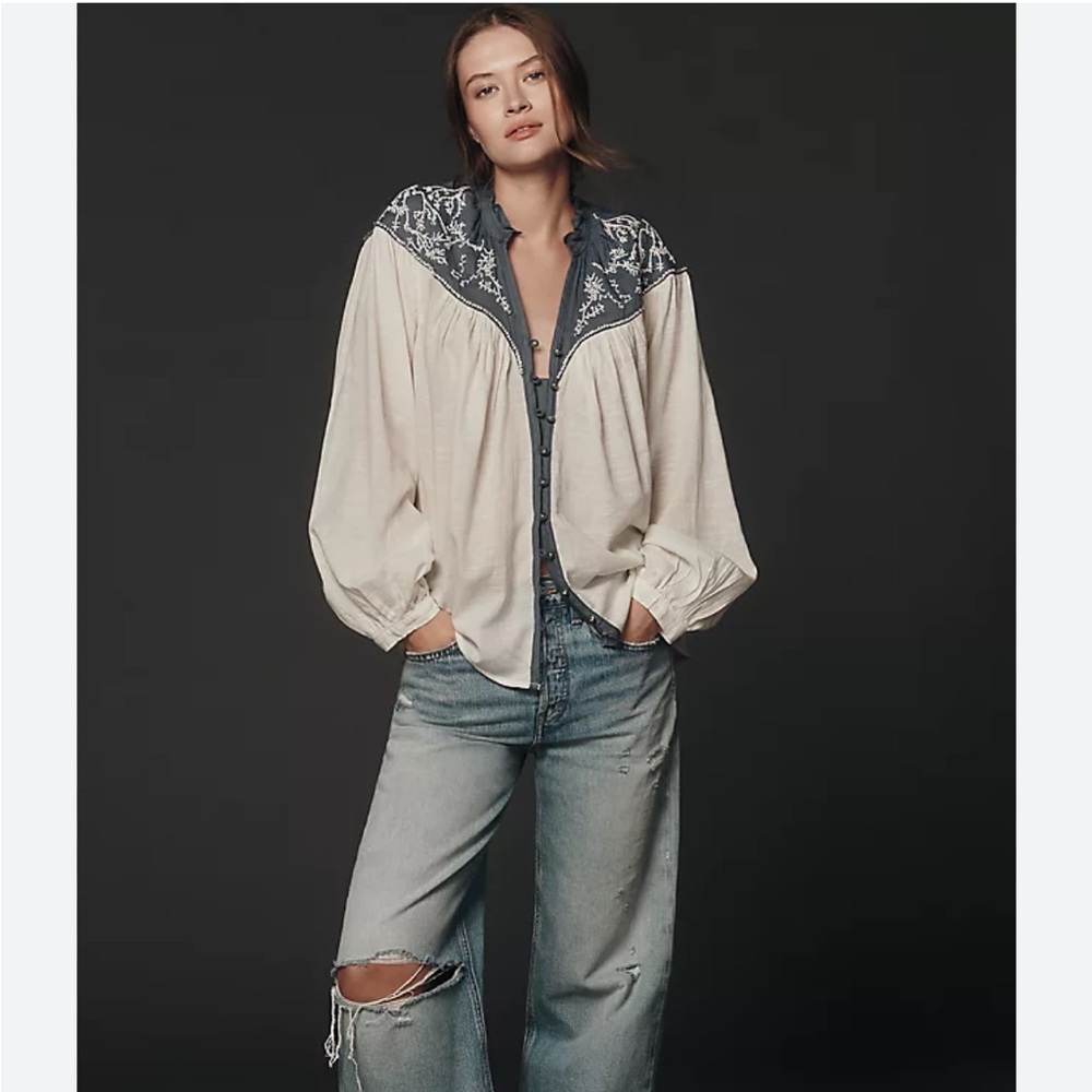 NWT Anthropologie Pilcro Embroidered Blouse